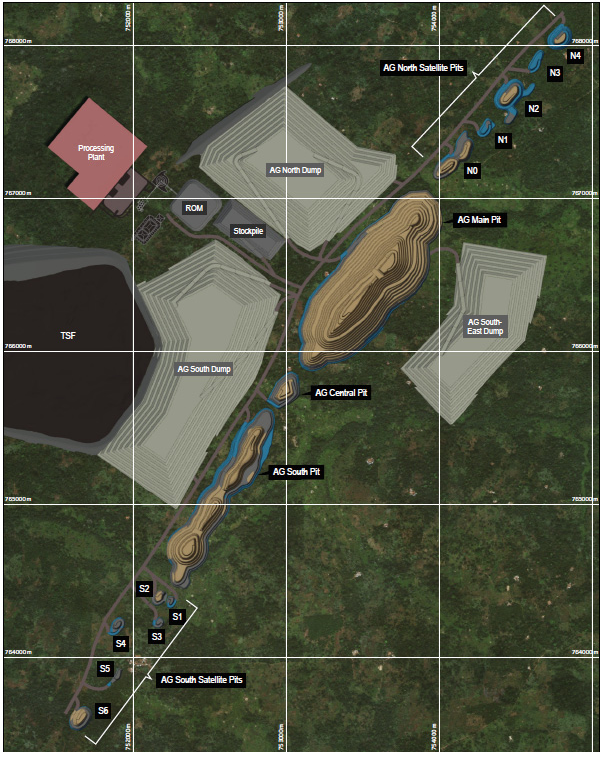 Layout of Abujar Gold Project in Cote d'Ivoire